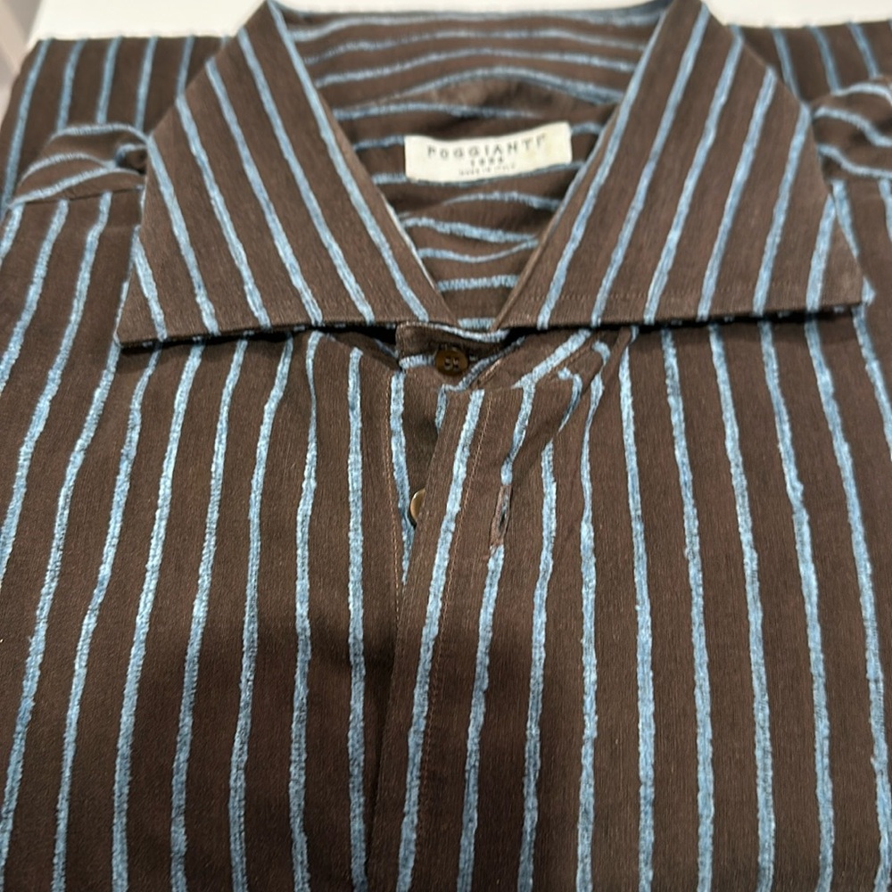 Poggianti long sleeve shirt with raised blue stripes